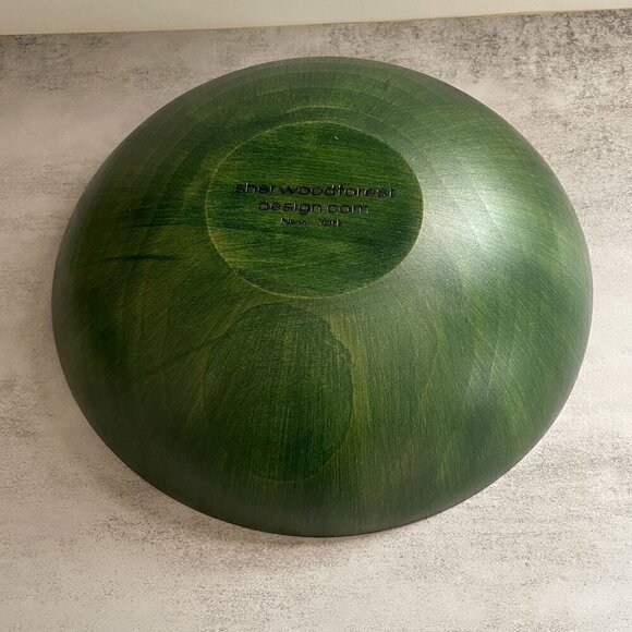 Sherwood Forest Red Opium Poppies Hand Painted Check Rim Maple Wood Salad Bowl - Picture 7 of 7